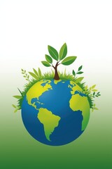 Obraz premium A small green tree growing on top of planet earth showing environmental protection and nature conservation concept for a healthy sustainable world