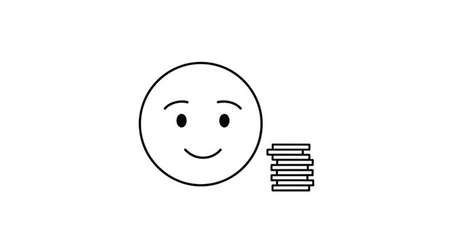Smiling face, speech bubbles, emoticon, icon, line art, vector graphics