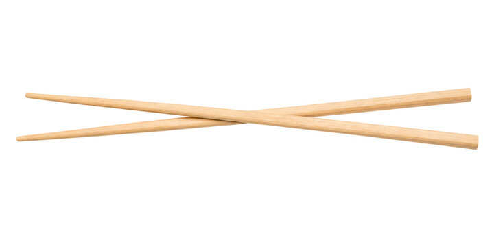 asian bamboo chopsticks on white background