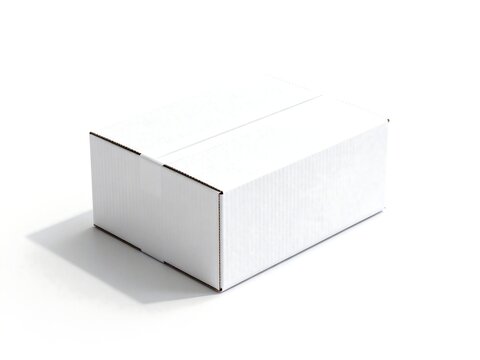 White Cardboard Box on Plain White Background