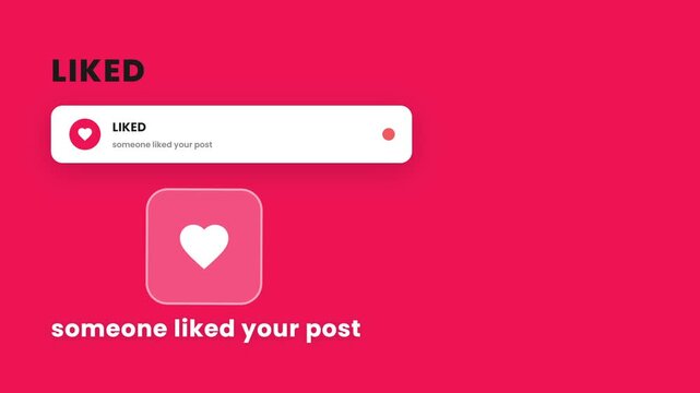 Animated Like Notification Social Media Heart Alert Motion Graphic Background