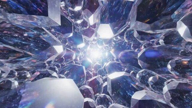 Abstract crystalline structure with light perfect for UI/UX design and motion graphics