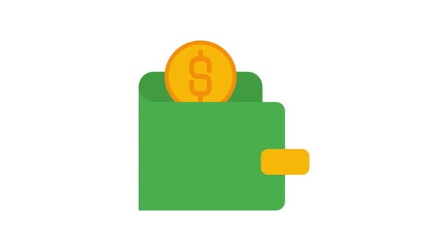 Animated of wallet icon motion graphic. 4k video