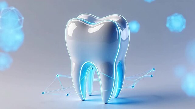 Glossy tooth with blue glow