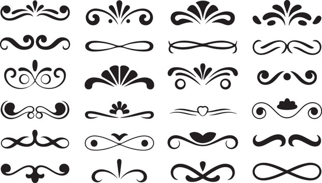 Elegant black decorative scrollwork and floral patterns in vintage style