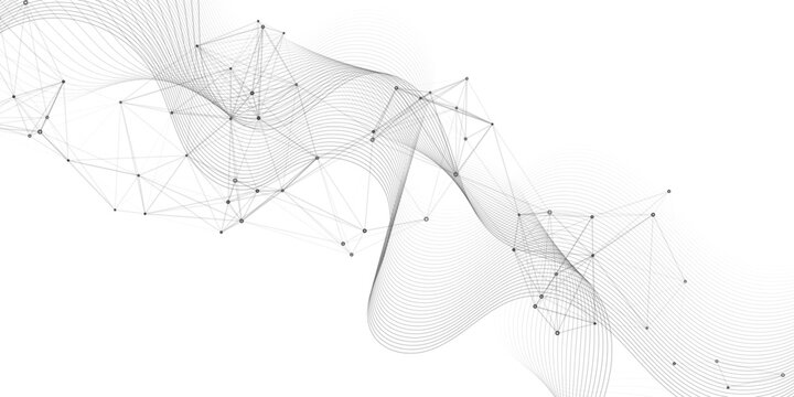 Abstract geometric background with connecting dots and lines with low poly triangle shapes. Polygonal Mesh Background Vector design digital technology concept Global network connection data structure.