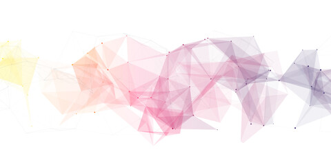 Abstract geometric background with connecting dots and lines with low poly triangle shapes. Polygonal Mesh Background Vector design digital technology concept Global network connection data structure. © Kainat 