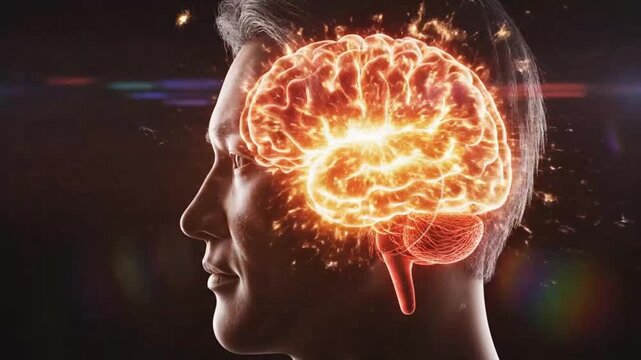 Human brain activity illustration symbolizing conceptual art and dynamic energy