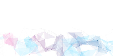 Abstract geometric background with connecting dots and lines with low poly triangle shapes. Polygonal Mesh Background Vector design digital technology concept Global network connection data structure. © Kainat 