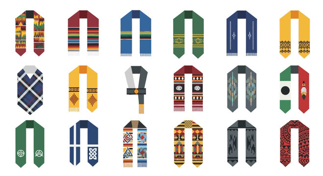 Diverse Academic Graduation Stoles Collection: Cultural, Ethnic, and Traditional Designs