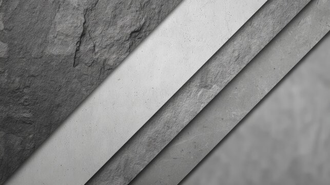Abstract grayscale image showing textured diagonal layers resembling stone and concrete surfaces, ai fast content generation abstract background