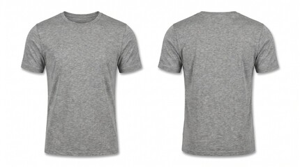 Blank grey heather shirt mock up template, front and back view, isolated on white, plain t - shirt mockup © Riswan