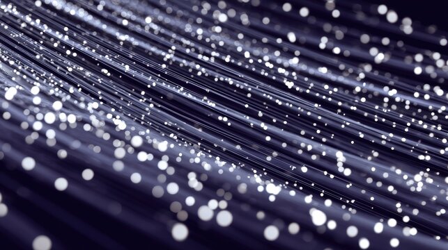 Close-up of illuminated fiber optic cables with glowing dots, representing high-speed data transmission in a futuristic digital network, ai fast content generation abstract background
