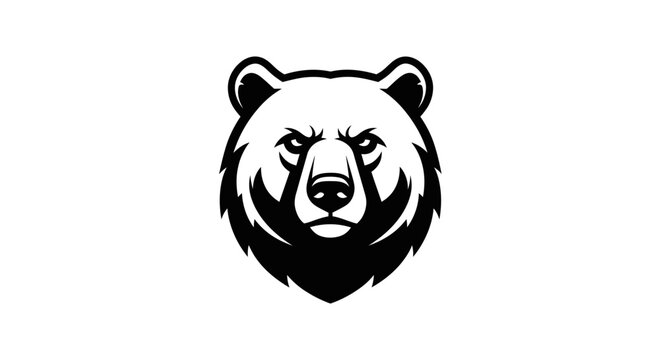 Black bear head illustration closeup.