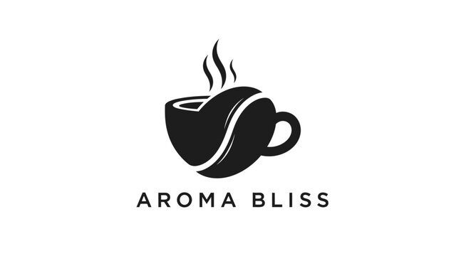 Black coffee cup logo design.