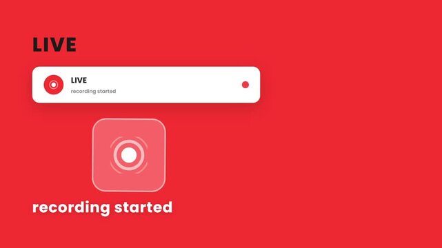 Live Recording Notification Animation Broadcast Alert Motion Graphic Background