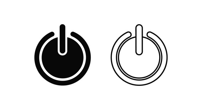 Power button icon set black and white line art silhouette high quality professional detailed modern elegant