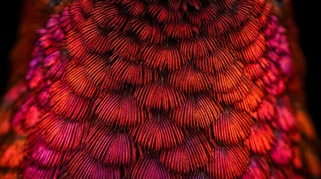 Iridescent Ruby Red Throat Feathers of a Hummingbird in Extreme Macro