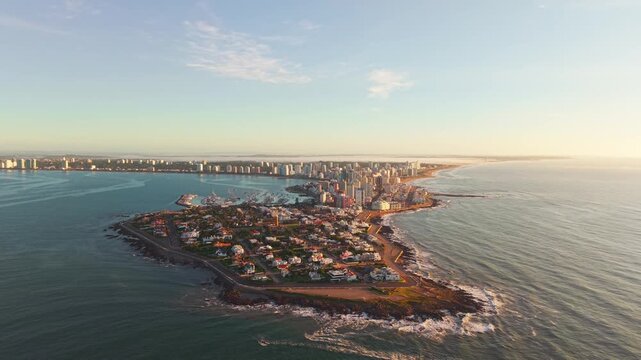 Aerial view of Punta del Este at sunrise