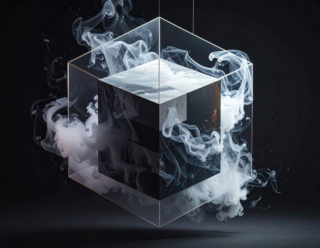 Abstract cube with smoke effect