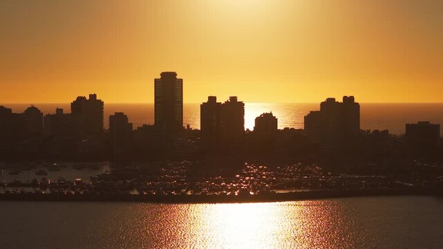 City skyline at sunrise in Punta del Este Uruguay