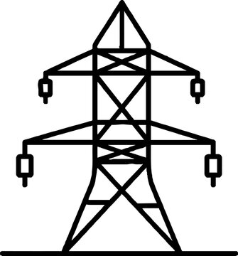 High voltage electricity transmission pylon vector icon
