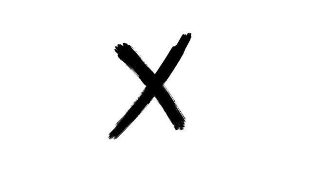 cross mark animation on white background, Error or cancel symbol animation. Stop or close Icon chroma key background.