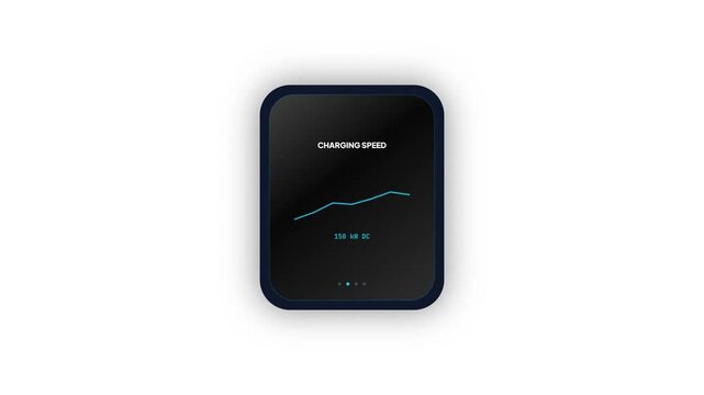Electric Vehicle Smartwatch Remote Interface Displaying Battery Level Range and Tire Pressure Status