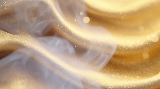 Glimmering Gold Fabric with Ethereal Smoke Effect
