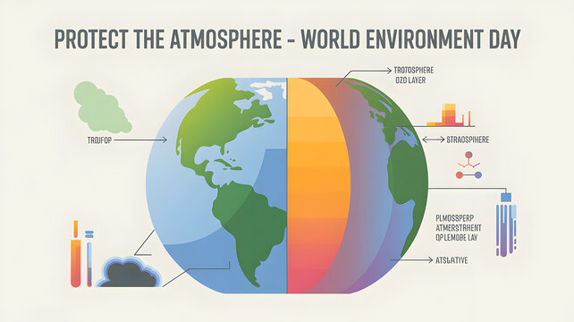 Earth Globe with Colorful Atmospheric Layers for Environmental Concepts