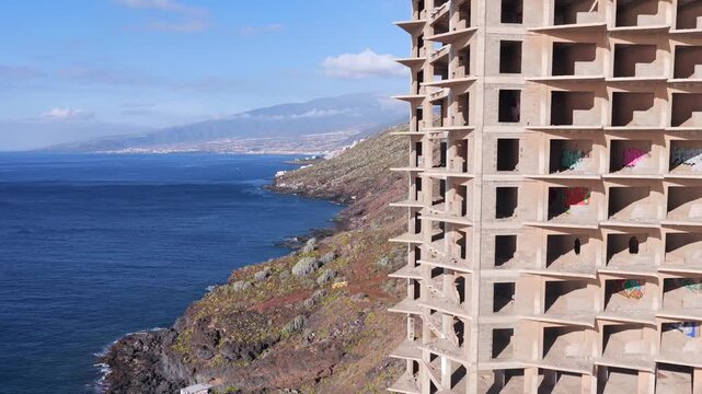 Aerial View of Abandoned Hotel in Tenerife; Overtourism, Housing Crisis, and Failed Real Estate