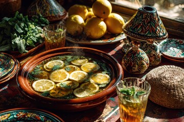 Fototapeta premium Moroccan Lemon Herb Tagine Dish