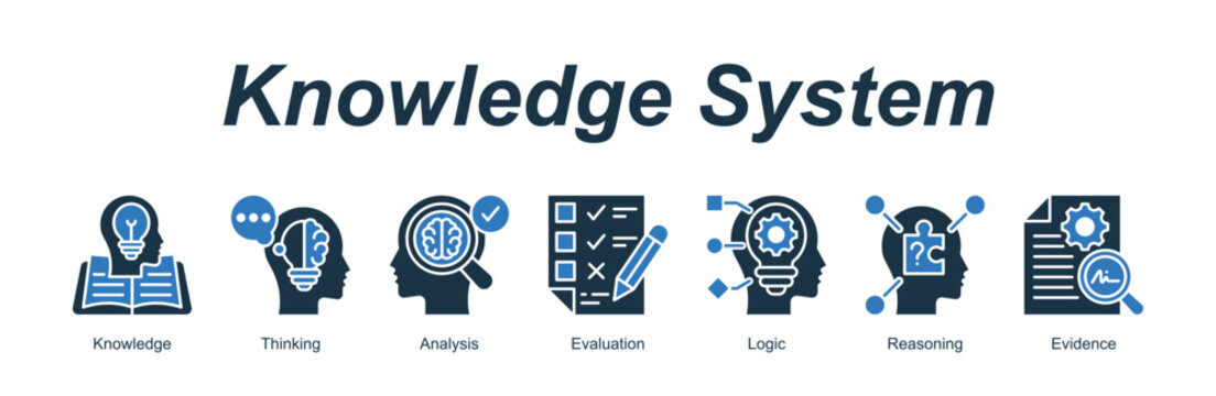 Knowledge System banner web icon vector illustration concept with an icon of Knowledge, Thinking, Analysis, Evaluation, Logic, Reasoning, Evidence
