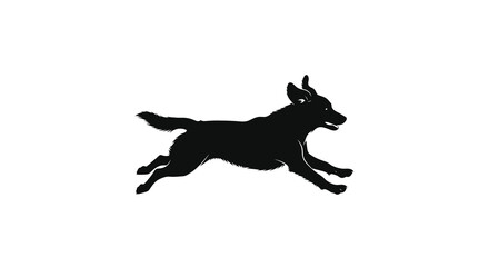 Fototapeta premium Running dog silhouette against a white background