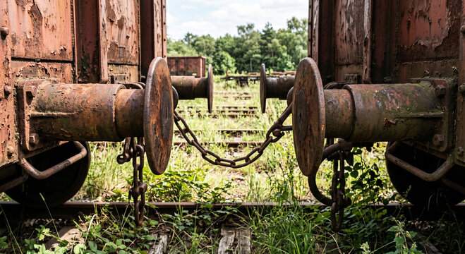 Rusty train buffer and chain detail