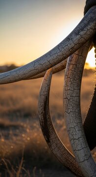 Elephant Tusks Texture in Savanna Sunset Light