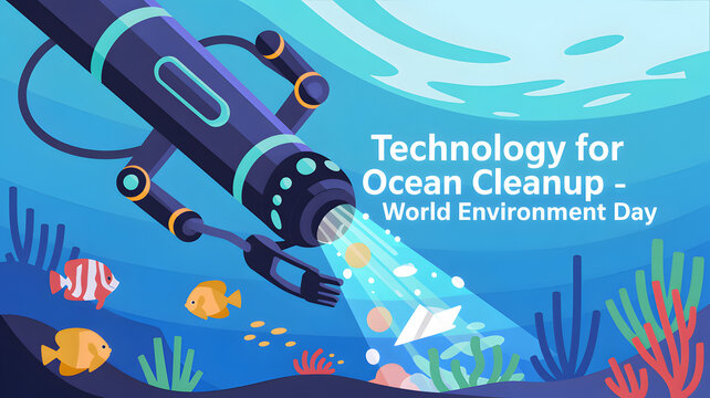Robot Arm Cleaning Ocean Floor For World Environment Day Concepts