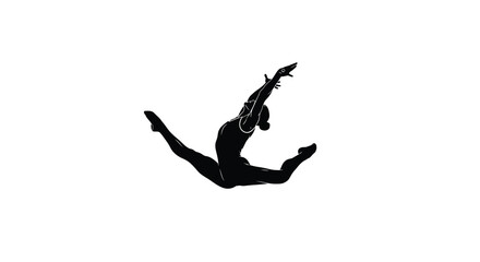 Gymnast performing split leap in dynamic pose silhouette © adobeamena