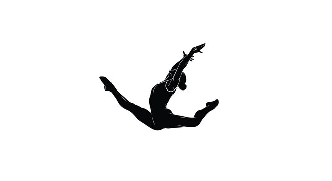 Gymnast performing split leap in dynamic pose silhouette