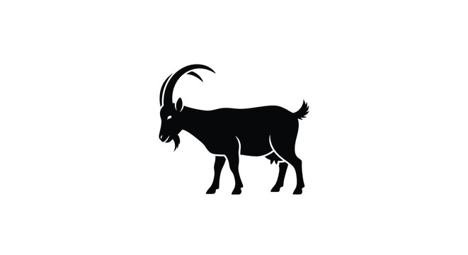 Ibex silhouette on a white background silhouette