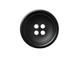 Obraz premium Black plastic button with four holes isolated on transparent background