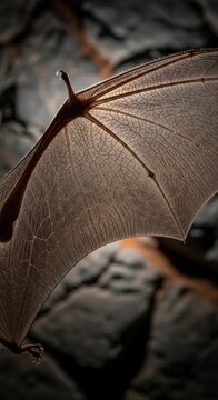 Detailed Veins on a Bat's Leathery Wing