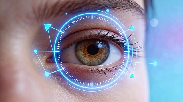 Closeup of human eye with digital overlay