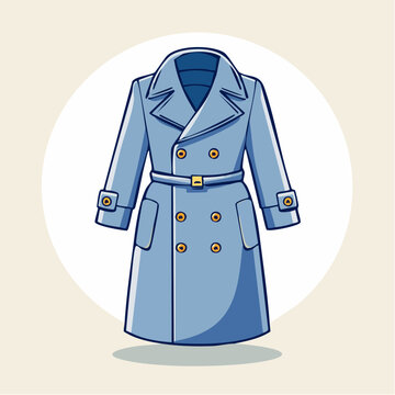 Illustration of a Blue Trench Coat