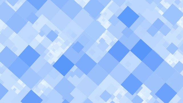 Seamless loop of abstract blue geometric squares forming modern digital pattern.