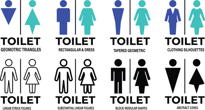 トイレマーク・ピクトグラムの男女アイコンモノクロ