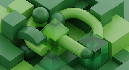 Abstract green shapes composition