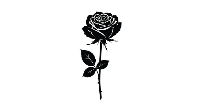 Black rose silhouette on a white background silhouette