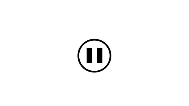 Universal black and white pause icon for media player controls, representing a temporary halt in audio or video playback functionality