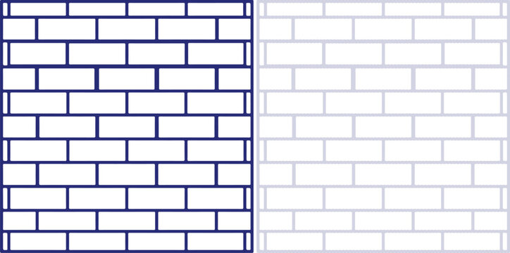 Brick Wall Pattern Split Design with Dark Blue and Light Grey Outlines on a transparent background